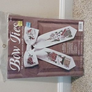 Cross Stitch Bow Ties Winter Wonderland JCA door hanging decoration